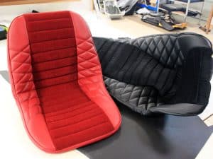 Renault Alpine housse siège siege velours simili cuir noire rouge mod'plastia